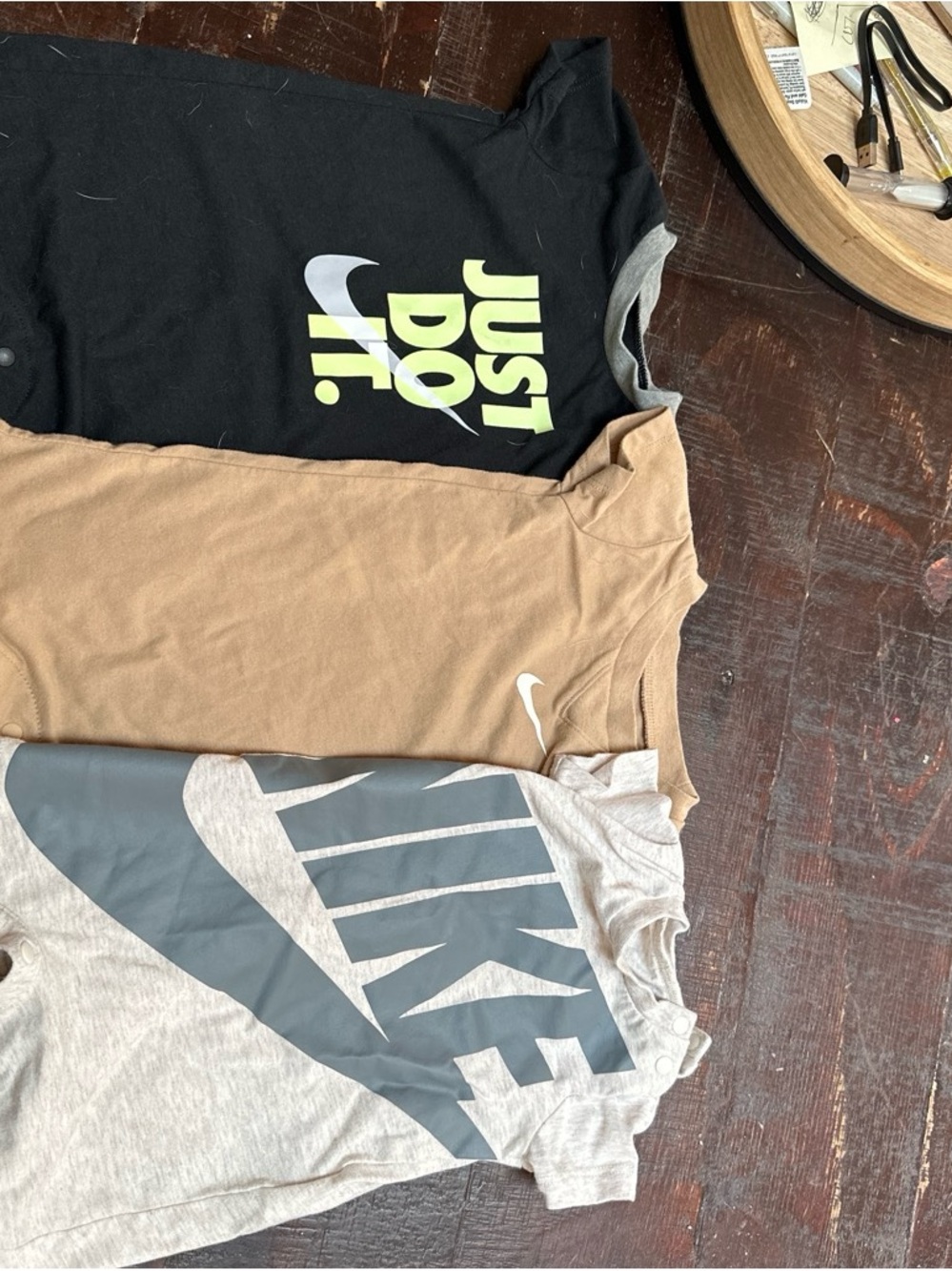 Nike Kids Short Sleeve Tees - Black, Tan, Heather Gray